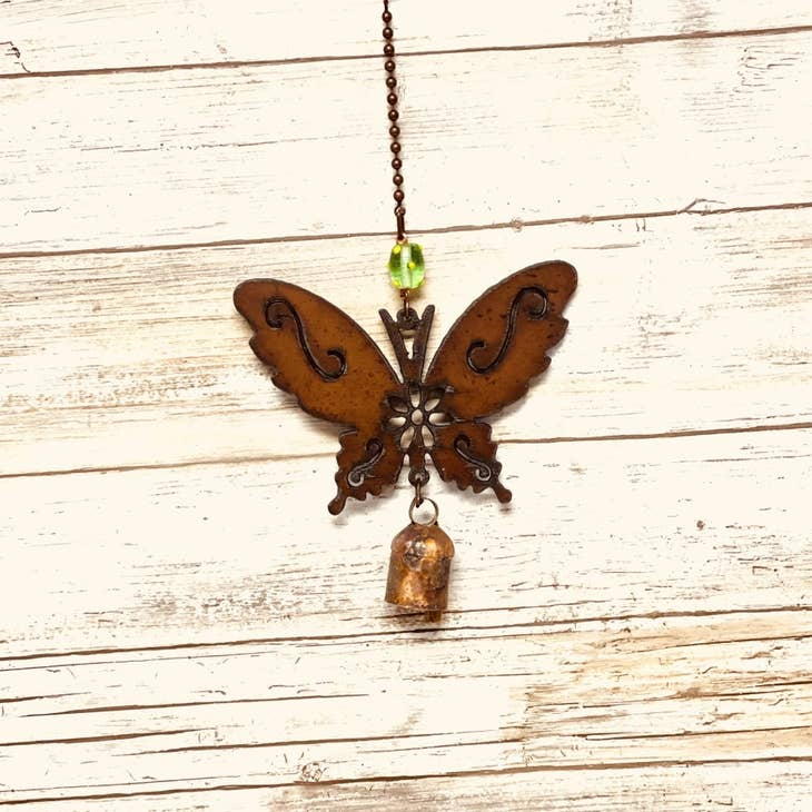 Butterfly Single Rusty Metal Bell Chime